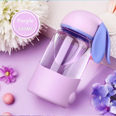 Boiling Water Applicable 340ML Water Bottle with Cartoon Rabbit Design and Silicon Sleeve