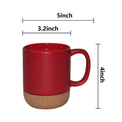 14 OZ Cork Base Stoneware Matte Custom Design Ceramic Coffee Mug With PP Lid and Durable