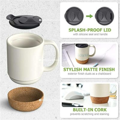 Custom Logo 15oz Sublimation Porcelain Coffee Mug Ceramic Cup With Handle Lid And Wooden Bottom