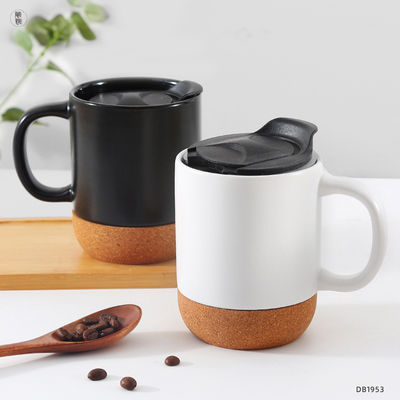 Custom Logo 15oz Sublimation Porcelain Coffee Mug Ceramic Cup With Handle Lid And Wooden Bottom
