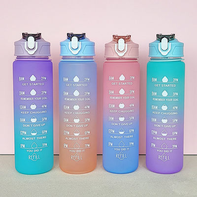 Custom Pattern 30oz BPA Free Plastic Water Bottle With Time Marker and 900Ml Capacity