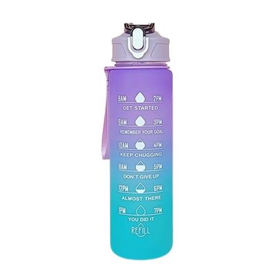 Custom Pattern 30oz BPA Free Plastic Water Bottle With Time Marker and 900Ml Capacity