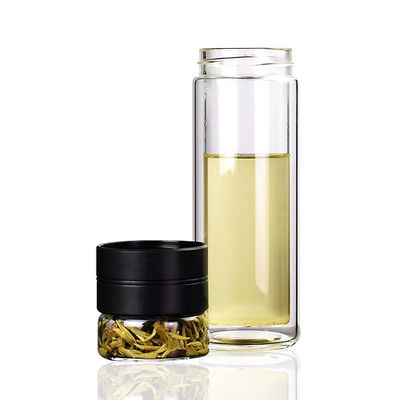 Men's Glass Drinkware Double Wall Water Bottle for Reusable and Crystal Clear Drinking