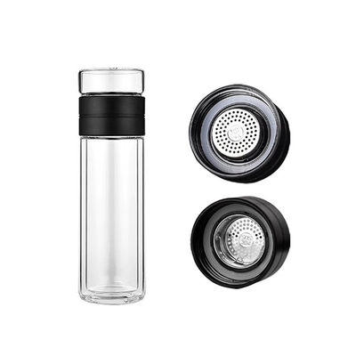 Men's Glass Drinkware Double Wall Water Bottle for Reusable and Crystal Clear Drinking