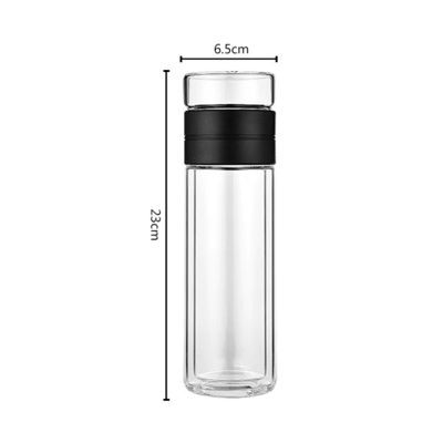 Men's Glass Drinkware Double Wall Water Bottle for Reusable and Crystal Clear Drinking