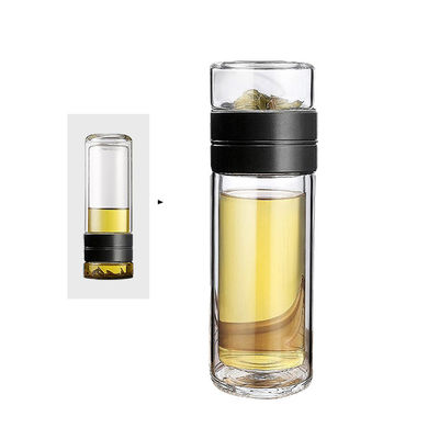 Men's Glass Drinkware Double Wall Water Bottle for Reusable and Crystal Clear Drinking