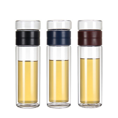 Double Wall Insulated Glass Water Bottle With Lids Fruit Infuser For Your Convenience