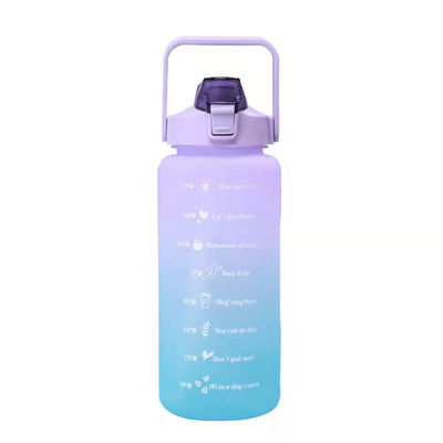 2L Fitness Plastic Bottle Portable Leakproof Frosted Gradient Spring Cap Capacity Line Shaker Bottle Customized Color