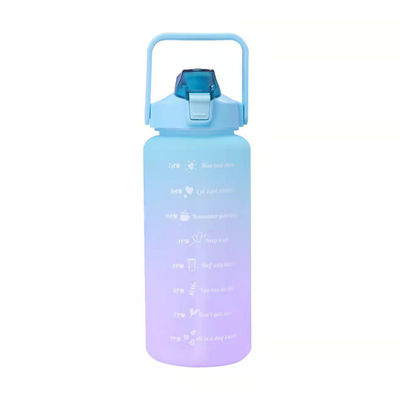 2L Fitness Plastic Bottle Portable Leakproof Frosted Gradient Spring Cap Capacity Line Shaker Bottle Customized Color