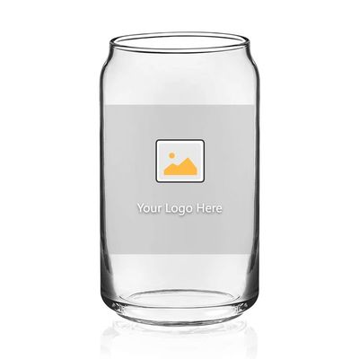 Party Occasion 16oz Glass Beer Can Shaped Cup with Bamboo Lid and Straw