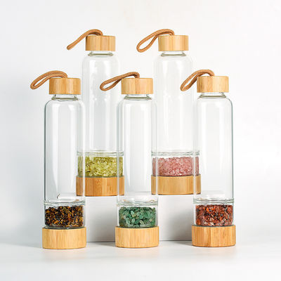 Professional Design Glass Water Bottle with Crystal and Gem Stones 500ml Capacity