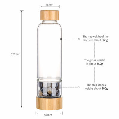 Professional Design Glass Water Bottle with Crystal and Gem Stones 500ml Capacity