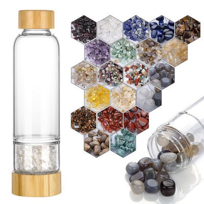 Professional Design Glass Water Bottle with Crystal and Gem Stones 500ml Capacity