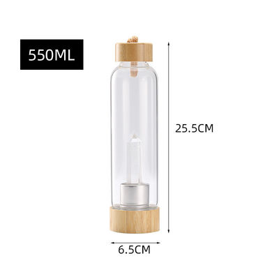 Custom Logo Glass Water Bottle With And Bamboo Lid For Home Kitchen Hotel Room Restaurant