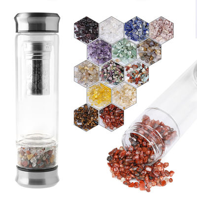 Glass Water Bottle WITH LID for Healing Energy Crystal Bpa Free Gift Set