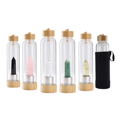 500ml Capacity Vintage Design Healing Glass Stones Crystal Water Bottle for Drinking