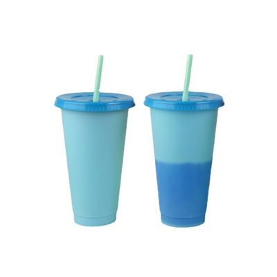 Customized Logo Acceptable 16oz 24oz BPA Free Plastic Coffee Cups With Lid And Straw