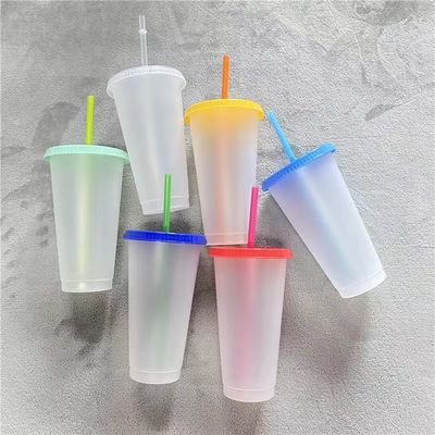 Customized Logo Acceptable 16oz 24oz BPA Free Plastic Coffee Cups With Lid And Straw