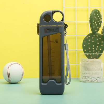 Custom Logo Sports Cup with Straw and Capacity Line 350ml Square Plastic Water Bottle