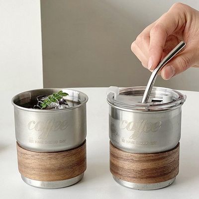 Stainless Steel Camping Coffee Cup with Folding Handle and Sustainable Materials