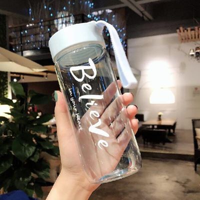 600ml Plastic Cup Custom Logo Transparent Creative Frosted Portable Student Water Bottle