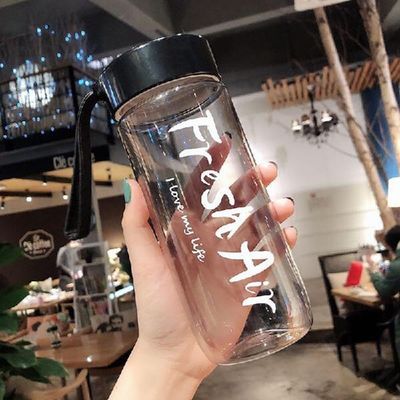 600ml Plastic Cup Custom Logo Transparent Creative Frosted Portable Student Water Bottle