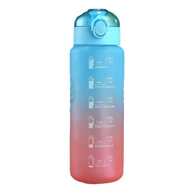 1000ML Plastic Cup Progressive Color Bottle BPA-free Outdoor Fitness Sports Cup With Straw