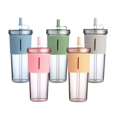 700ml Plastic Cup Custom Patterned WITH LID Outdoor Reusable Water Bottle For Adults