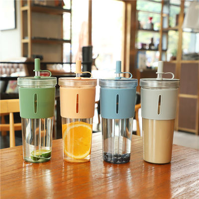 700ml Plastic Cup Custom Patterned WITH LID Outdoor Reusable Water Bottle For Adults