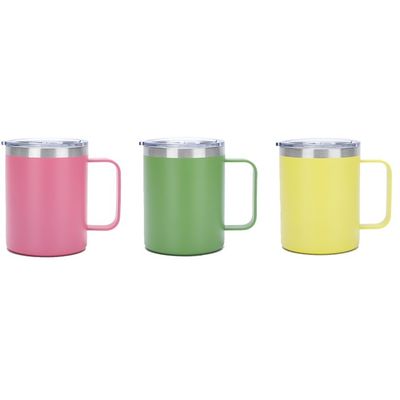 Eco-Friendly Custom 12 oz Coffee Mug Stainless Steel Cups with Sliding Lid and Straw