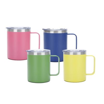 Eco-Friendly Custom 12 oz Coffee Mug Stainless Steel Cups with Sliding Lid and Straw