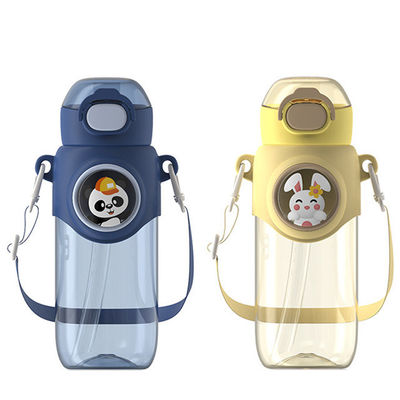 690ml Cartoon Plastic Kettle Colorful Portable Cup with Elastic Lid and Rope WITH ROPE