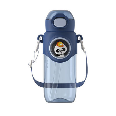 690ml Cartoon Plastic Kettle Colorful Portable Cup with Elastic Lid and Rope WITH ROPE