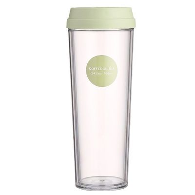 320ml/420ml/520ml/700ml Reusable Double-wall Plastic Transparent Teacup with Lid Camping Occasion