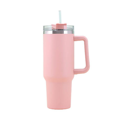 304 Stainless Steel Mug Vacuum Insulated 40 Oz Tumbler With Handle And Straw With 1