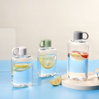 360ml/500ml Rectangular Shape Transparent Tritan Plastic Water Bottle for Camping Custom Design