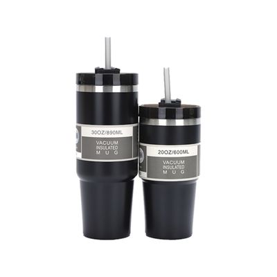 20oz 30oz Stainless Steel Coffee Cup Portable Tumbler with Sraws Logo Customer's Logo