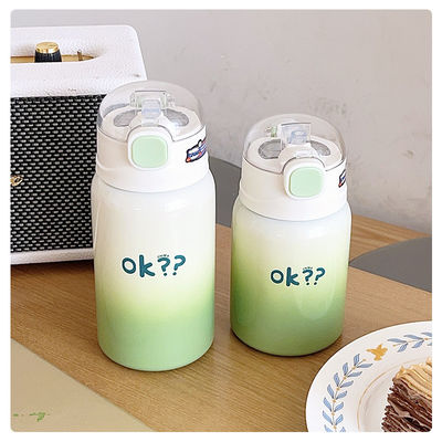 Bpa Free Kids Flask Cute Design 350ml/450ml Insulated Stainless Steel Water Bottle With Straw Lid