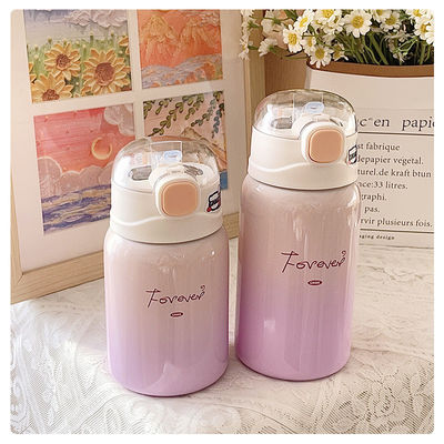 Bpa Free Kids Flask Cute Design 350ml/450ml Insulated Stainless Steel Water Bottle With Straw Lid