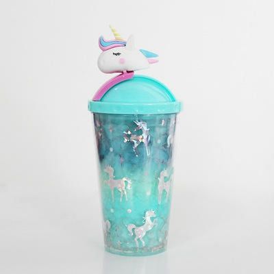 430ml Capacity Fashionable Outdoor Water Bottle Cute Unicorn Shape Leak-proof with Lid