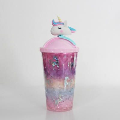 430ml Capacity Fashionable Outdoor Water Bottle Cute Unicorn Shape Leak-proof with Lid