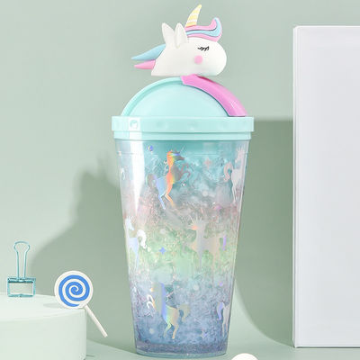 430ml Capacity Fashionable Outdoor Water Bottle Cute Unicorn Shape Leak-proof with Lid