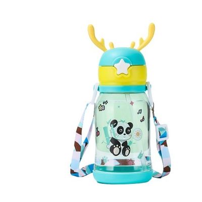 600ml Cute Transparent Portable Plastic Sippy Cup for Children's On-the-Go Adventures