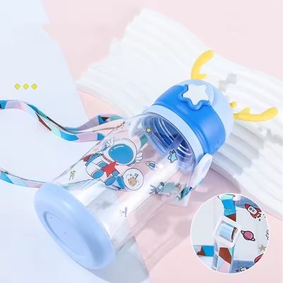 600ml Cute Transparent Portable Plastic Sippy Cup for Children's On-the-Go Adventures