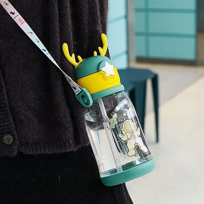 600ml Cute Transparent Portable Plastic Sippy Cup for Children's On-the-Go Adventures