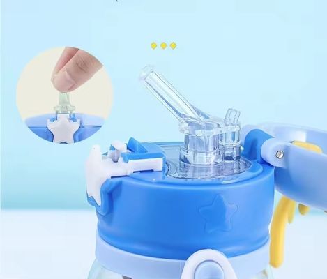 600ml Cute Transparent Portable Plastic Sippy Cup for Children's On-the-Go Adventures