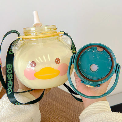 Customized Color 1L Large Capacity Water Bottle Transparent Bear Drink Cup With Straw