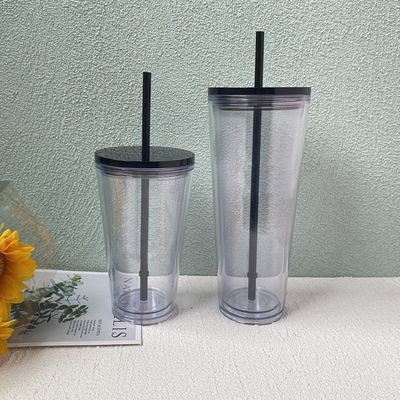 Number of Pieces 1 Tumbler Double-walled Clear Plastic Water Bottle for Student Summer Cup