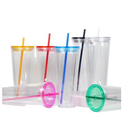 Custom Stylish Simple 710ML Clear Water Bottle With Lid And Straw Logo Printing Accepted