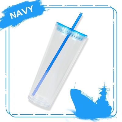 Custom Stylish Simple 710ML Clear Water Bottle With Lid And Straw Logo Printing Accepted